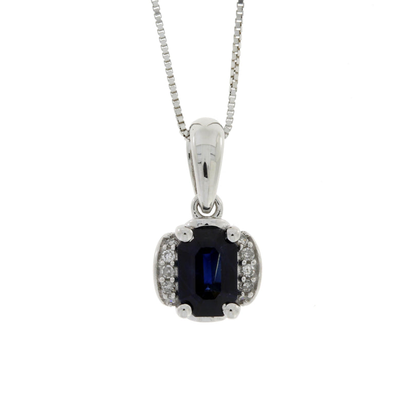 Bids.com .63ct Sapphire Diamond Fashion Pendants 14KT White Gold Pendants