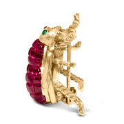 Bids.com 18K Yellow Gold 3/8 Cttw Diamond and 6 3/4 Cttw Red Ruby Bumblebee Brooch Pin (F-G Color, VS2-SI1 Clarity) Accessories
