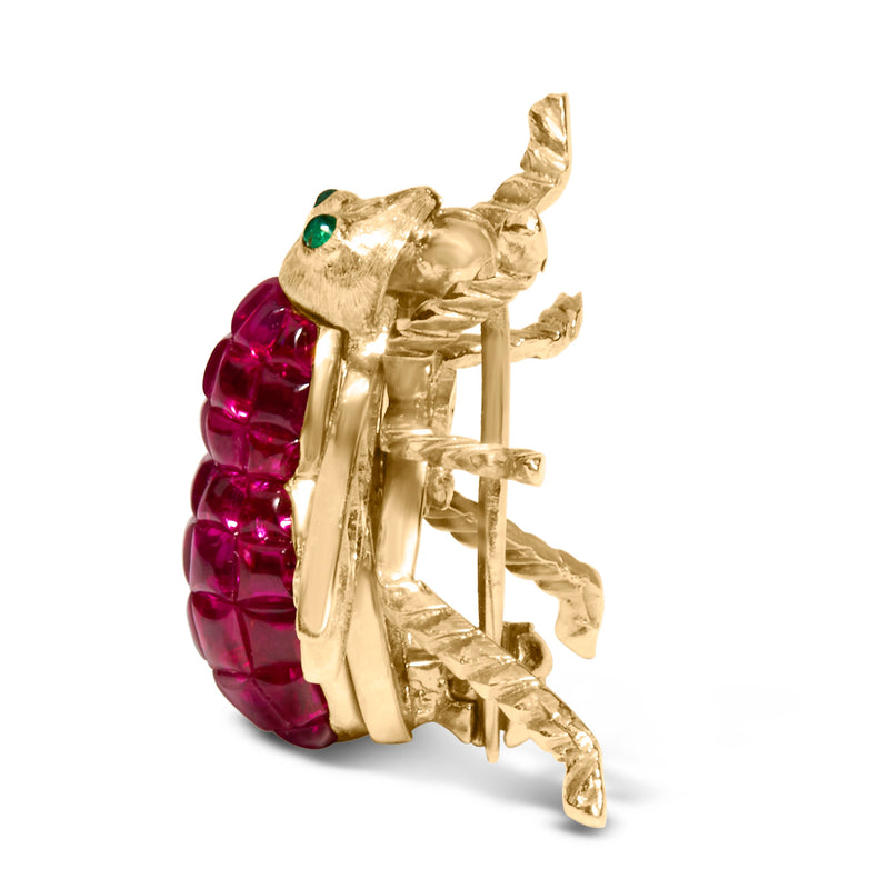 Bids.com 18K Yellow Gold 3/8 Cttw Diamond and 6 3/4 Cttw Red Ruby Bumblebee Brooch Pin (F-G Color, VS2-SI1 Clarity) Accessories