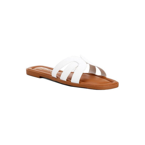 Aura Faux Leather Flat Sandals