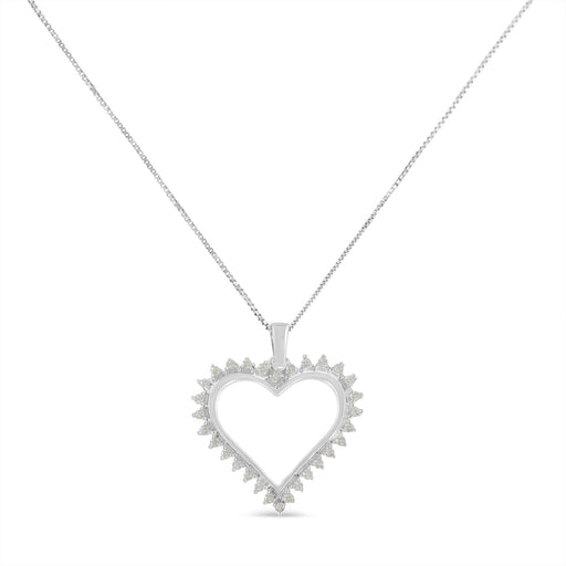 Bids.com .925 Sterling Silver 1/4 cttw 3-Prong Diamond Open Heart 18" Pendant Necklace (I-J Color, I3 Clarity) Necklaces