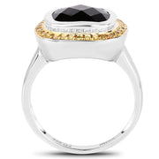 Bids.com 3.67 Carat Genuine Smoky Quartz and Yellow Diamond .925 Sterling Silver Ring Rings