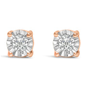 Bids.com .925 Sterling Silver 1/10 Cttw Round Brilliant-Cut Lab Grown Diamond Miracle-Set Stud Earrings (F-G Color, VS1-VS2 Clarity) Earrings