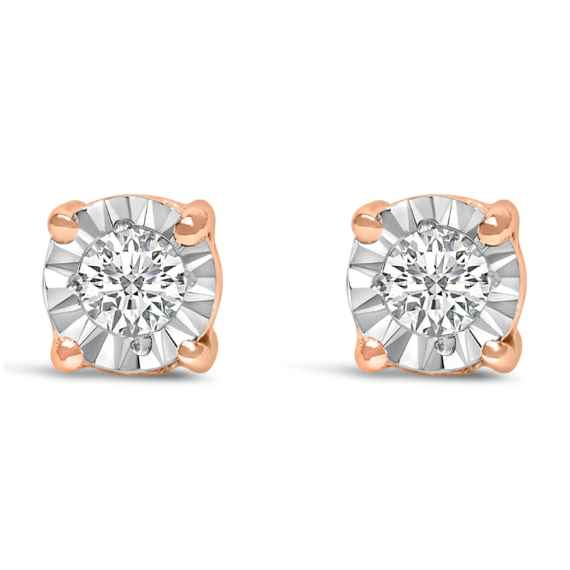 Bids.com .925 Sterling Silver 1/10 Cttw Round Brilliant-Cut Lab Grown Diamond Miracle-Set Stud Earrings (F-G Color, VS1-VS2 Clarity) Earrings