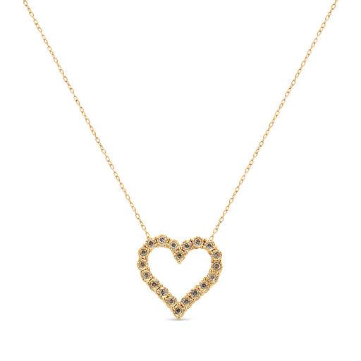 Bids.com 10K Yellow Gold Flashed .925 Sterling Silver 1/2 Cttw Champagne Diamond Miracle Plate Heart Pendant Necklace (K-L Color, I1-I2 Clarity) - 18" Necklaces