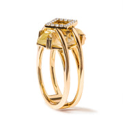 Bids.com 14K Yellow Gold 15x15 MM Marquise Cut Yellow Topaz and Diamond Accent Statement Cocktail Ring (G-H Color, SI1-SI2 Clarity) Rings