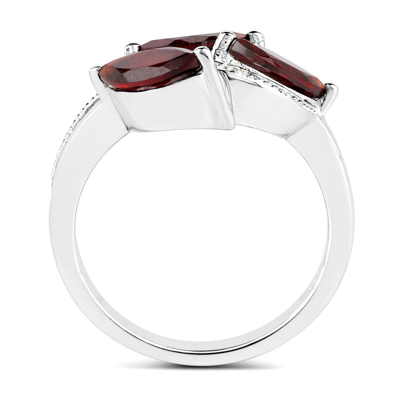 Bids.com 1.98 Carat Genuine  Garnet and White Topaz .925 Sterling Silver Ring Rings