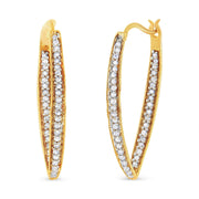 Bids.com 10K Yellow Gold 1/2 Cttw Round-Cut Diamond Modern Hoop Earrings (I-J Color, I2-I3 Clarity) Earrings