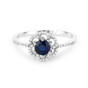 Bids.com 0.78 Carat Genuine Blue Sapphire and White Diamond 14K White Gold Ring Rings