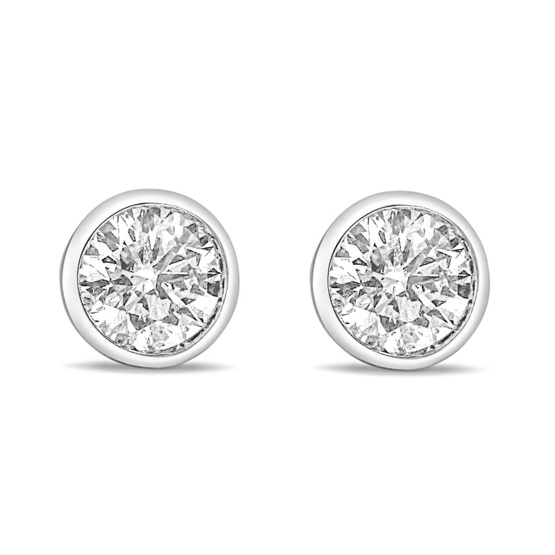 Bids.com 14K White Gold 1.0 Cttw Lab Grown Diamond Screw-Back Classic Bezel Solitaire Stud Earrings (G-H Color, VS2-SI1 Clarity) Earrings