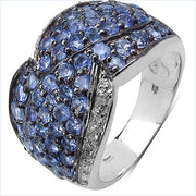 Bids.com 2.50 Carat Genuine Tanzanite & White Topaz .925 Sterling Silver Ring Rings