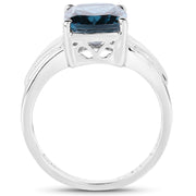 Bids.com 3.50 Carat Genuine London Blue Topaz .925 Sterling Silver Ring Rings