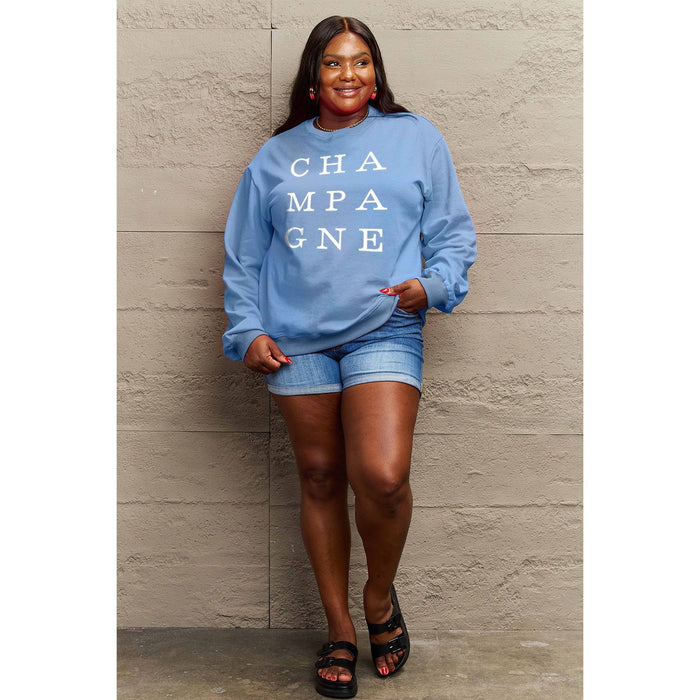 Simply Love CHAMPAGNE Graphic Long Sleeve Sweatshirt