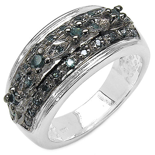 Bids.com 0.27 Carat Genuine Blue Diamond .925 Sterling Silver Ring Rings