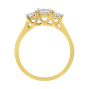 Bids.com 10K Yellow Gold Princess-Cut Diamond Three Stone Band Ring (1 Cttw, J-K Color, I1-I2 Clarity) - Size 6 Rings