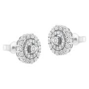 Bids.com 10KT White Gold 1/2 cttw Double Halo Brilliant Round-Cut Diamond Stud Earrings (I-J Clarity, I2-I3 Color) Earrings