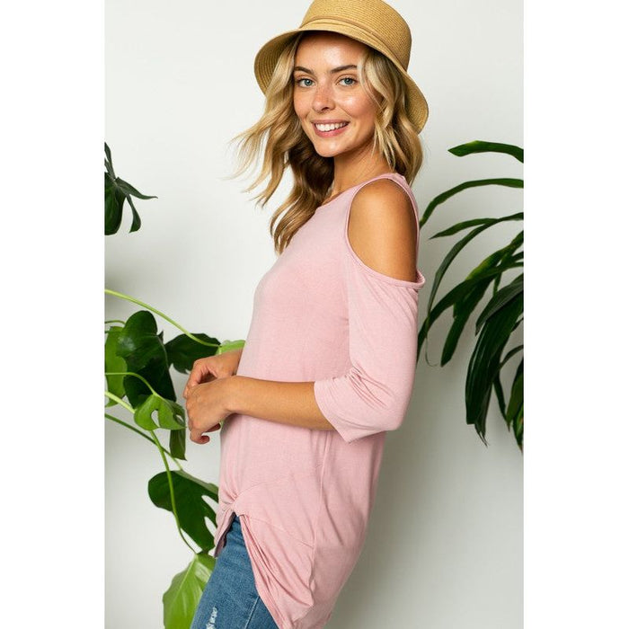 Plus Solid Cold Shoulder Top