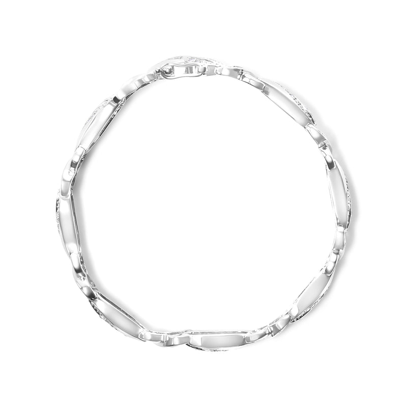 Bids.com .925 Sterling Silver 1 3/4 Cttw Diamond Wave and X Link Tennis Bracelet (I-J Color, I3 Clarity) - 7" Bracelets