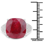Bids.com 14.47 Carat Dyed Ruby and White Topaz .925 Sterling Silver Ring Rings