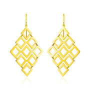 Bids.com 14k Yellow Gold Earrings with Polished Open Diamond Motifs Earrings