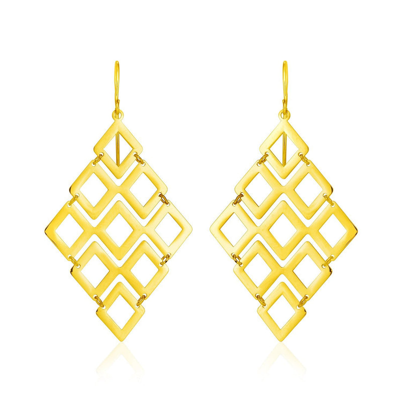 Bids.com 14k Yellow Gold Earrings with Polished Open Diamond Motifs Earrings