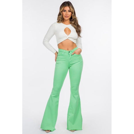 Bell Bottom Jean in Lime