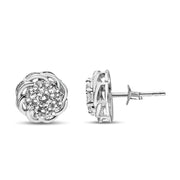 Bids.com .925 Sterling Silver 1/2 Cttw Round Diamond Cluster Openwork Floral Halo Stud Earrings (I1-I2 Clarity, I-J Color) Earrings