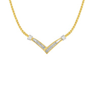 Bids.com 10K Yellow and White Gold 1/2 Cttw Princess Cut Diamond Channel-Set â€œVâ€ Shape 18" Franco Chain Necklace (H-I Color, SI2-I1 Clarity) Necklaces