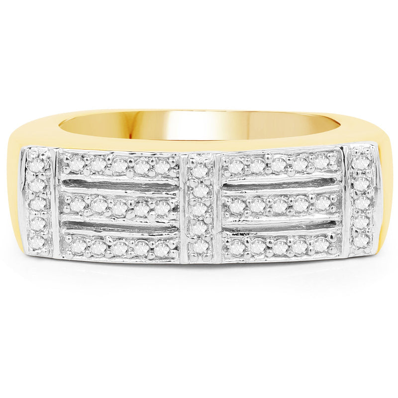 Bids.com 14K Yellow Gold Plated 0.25 Carat Genuine White Diamond .925 Sterling Silver Ring Rings