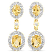 Bids.com 18K Yellow Gold Plated 5.70 Carat Genuine Citrine and White Topaz .925 Sterling Silver Earrings Earrings