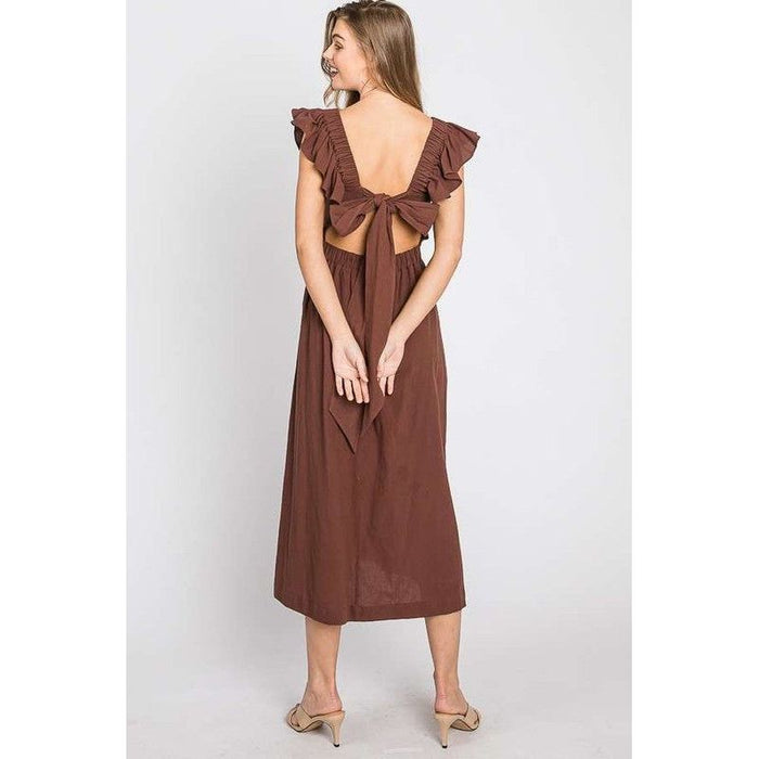 Linen Ruffle Mid Dress