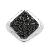 Bids.com 0.54 Carat Genuine Black Diamond .925 Sterling Silver Ring Rings