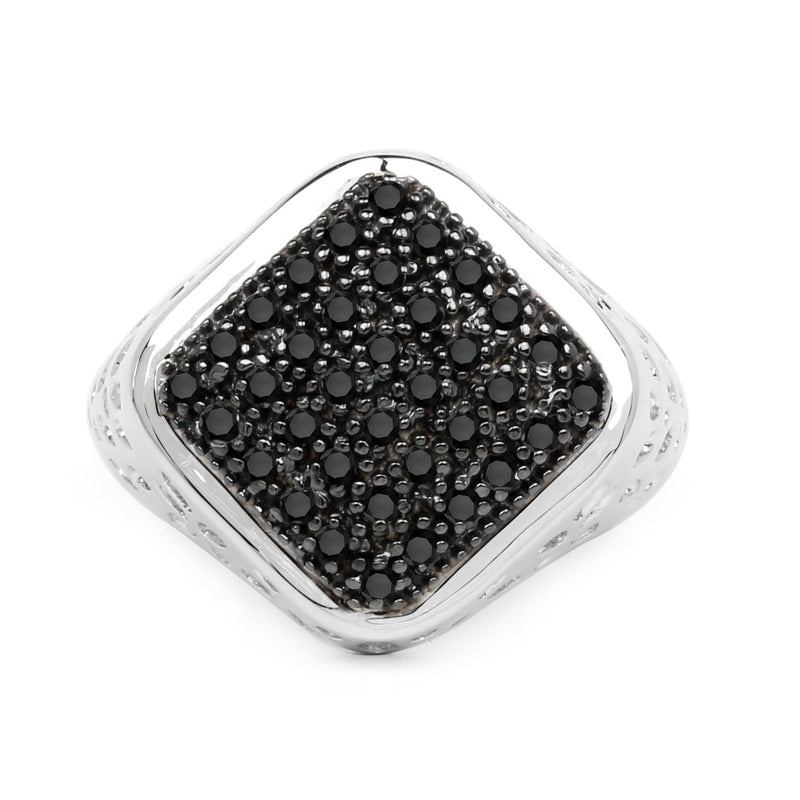 Bids.com 0.54 Carat Genuine Black Diamond .925 Sterling Silver Ring Rings