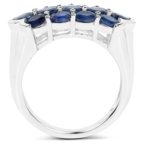 Bids.com 2.60 Carat Genuine Blue Sapphire .925 Sterling Silver Ring Rings