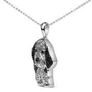 Bids.com .925 Sterling Silver 1/4 Cttw White and Black Diamond Basset Hound Dog Pendant Necklace 18 inch (I-J Color, I2-I3 Clarity) Necklaces