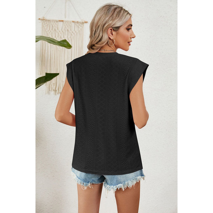 Eyelet Round Neck Tank