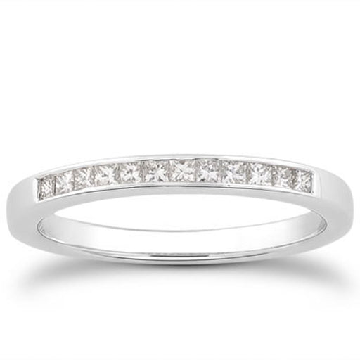 Bids.com 14k White Gold Channel Set Princess Diamond Wedding Ring Band Rings