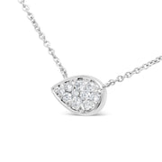 Bids.com 14K White Gold 1/4 Cttw Round Diamond Composite Teardrop Shape 18" Pendant Necklace - (G-H Color, SI2-I1 Clarity) Necklaces