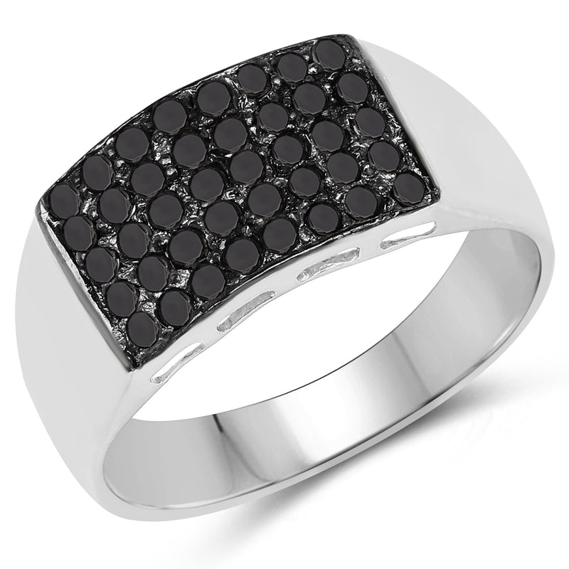 Bids.com 0.43 Carat Genuine Black Diamond .925 Sterling Silver Ring Rings