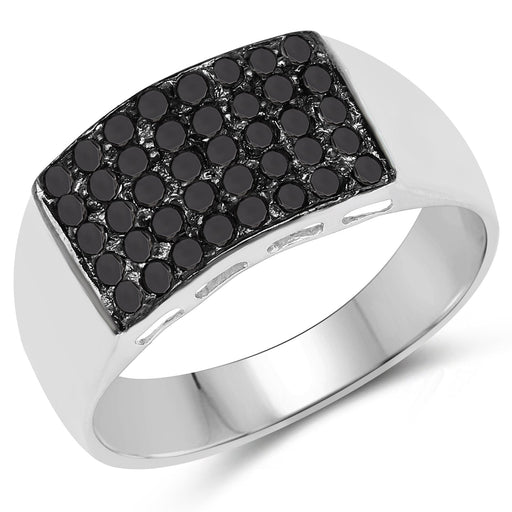 Bids.com 0.43 Carat Genuine Black Diamond .925 Sterling Silver Ring Rings