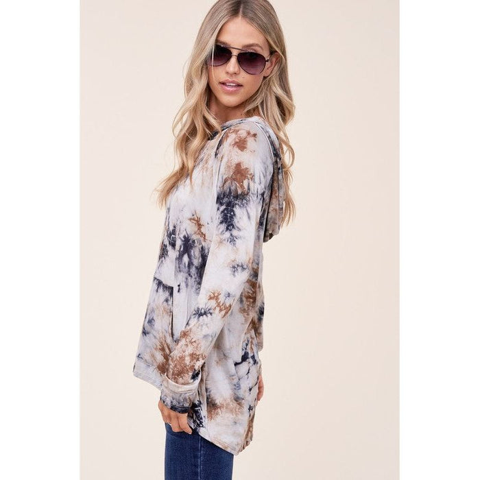 TIE DYE HOODIE HIGH LOW PLUS TOP