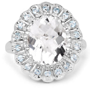 Bids.com 5.90 Carat Genuine Crystal Quartz and Swiss Blue Topaz .925 Sterling Silver Ring Rings