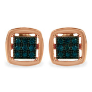 Bids.com Rose Plated Sterling Silver Rose Cut Treated Diamond Stud Earring (0.25 cttw, Blue Color, I2-I3 Clarity) Earrings