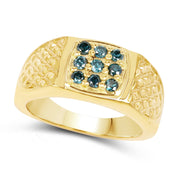 Bids.com 14K Yellow Gold Plated 0.36 Carat Genuine Blue Diamond .925 Sterling Silver Ring Rings