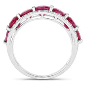 Bids.com 3.24 Carat Genuine Ruby and White Diamond 14K White Gold Ring Rings
