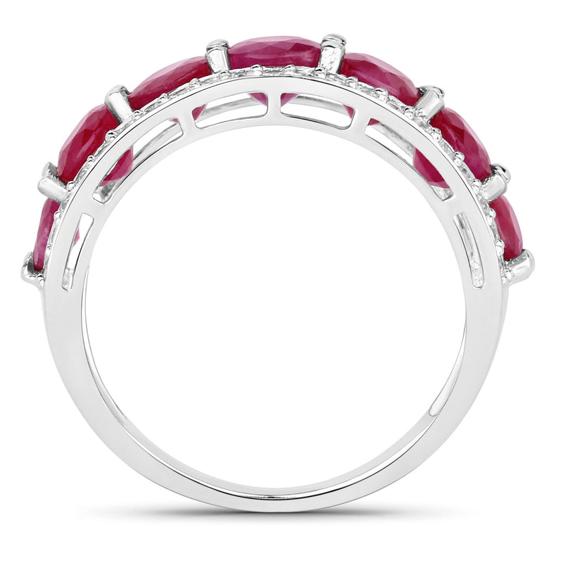Bids.com 3.24 Carat Genuine Ruby and White Diamond 14K White Gold Ring Rings
