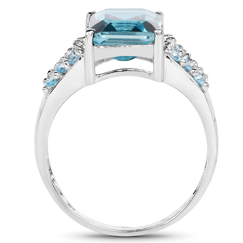 Bids.com 4.39 Carat Genuine London Blue Topaz and Swiss Blue Topaz .925 Sterling Silver Ring Rings