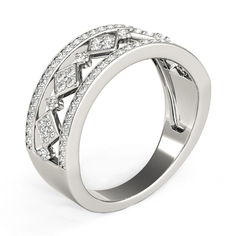 Bids.com Diamond Studded Square Motif Ring in 14k White Gold (1/2 cttw) Rings