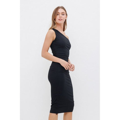 One Shoulder  Bodycon Ruched Dress