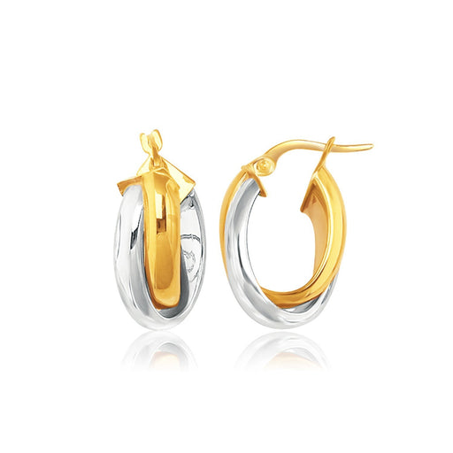 Bids.com 14k Two-Tone Gold Double Row Intertwined Oval Hoop Earrings Earrings